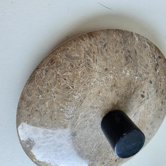 Unique Black & Brown Stone Checker Bowl Lid In Marble & Onyx 4.5” - Picture 9 of 10